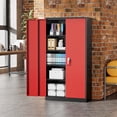thumbnail image 7 of SOLAURA 72 inches Tall Metal Garage Storage Cabinets, Lockable Steel Storage Cabinet with Doors and Adjustable Shelves for Office, Home, Shops, Garage, Assembly Required, Black Red, 7 of 7
