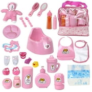 The New York Doll Collection Diaper and Feeding Bag Doll Accessories, 28 Pieces
