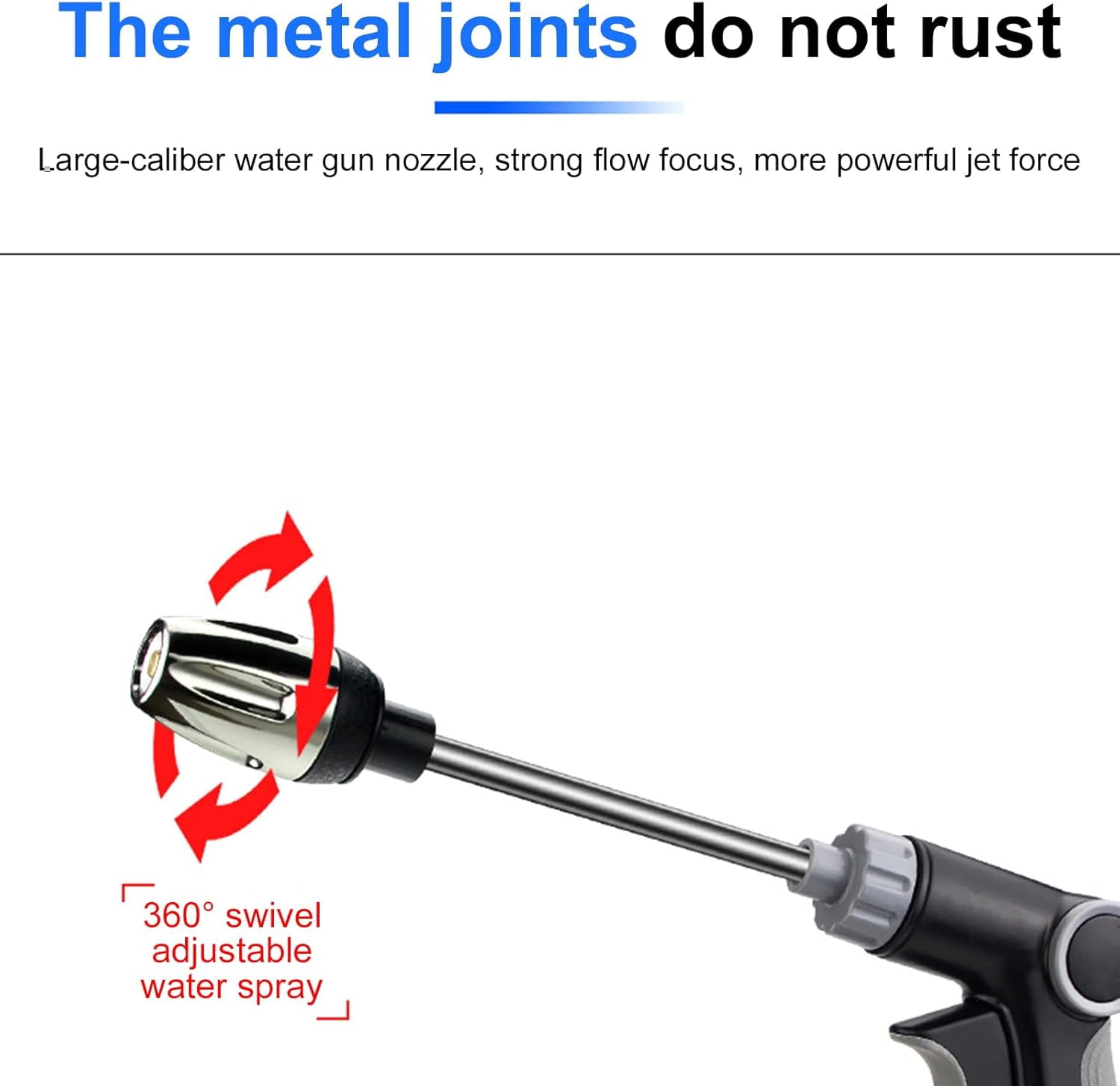 Heavy Duty Garden Hose Nozzle, High Pressure Power Jet, Adjustable Spray Modes, 360° Rotation, Deep Cleaning for Yard, Patio, Driveway, Car Wash