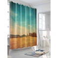 thumbnail image 3 of Shower Curtains Blue Sky Brown Mountain Bath Curtain Forest Vintage Style Waterproof Bathroom Shower Curtain Set with Hooks Decoration 72 x 72 Inches, 3 of 7