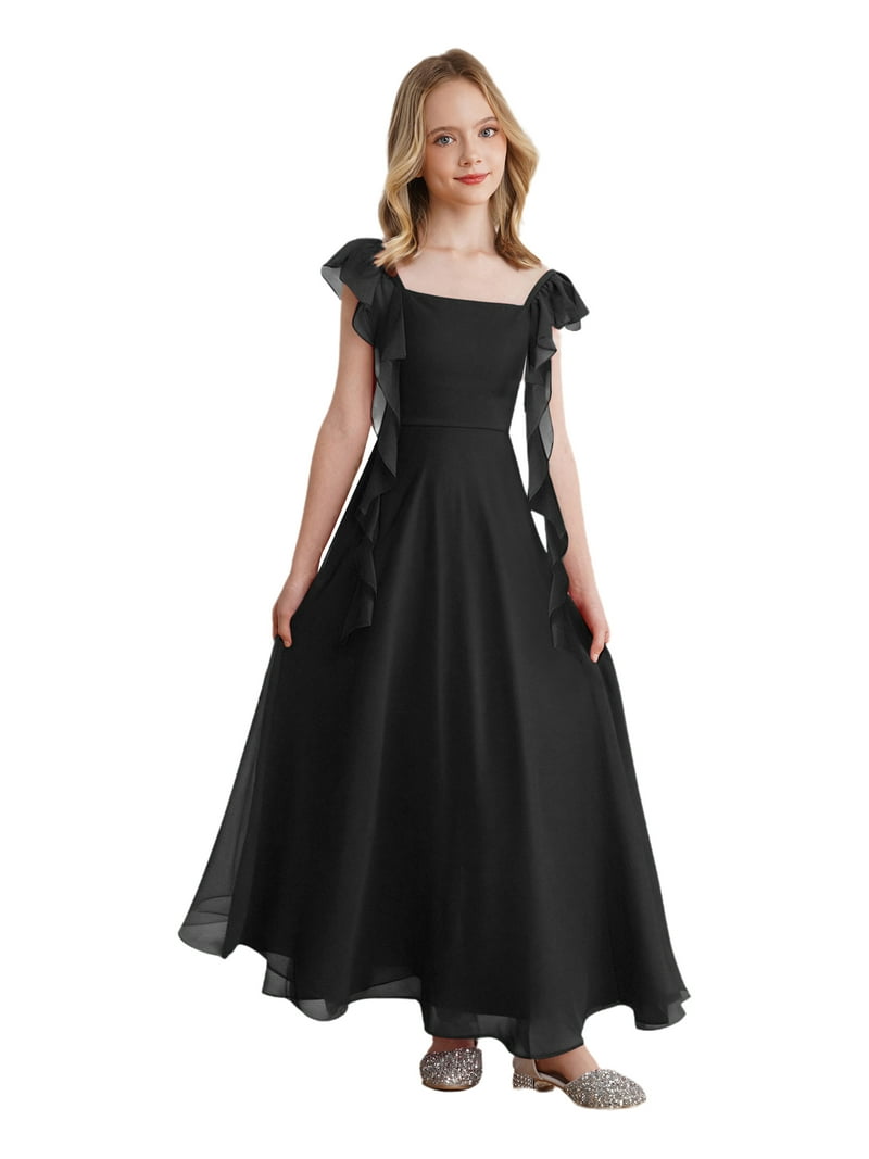 black chiffon junior bridesmaid dresses Azazie Kaylee Junior