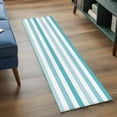 thumbnail image 3 of 2'x6' Rug Runners for Hallways Kitchen, Aqua Ombre Grey Striped Non Slip Entryway Beside Floor Carpet Runner, Farmhouse Stripe Modern Washable Laundry Room Bedroom Throw Rugs Mat for Family Pet, 3 of 8