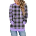 thumbnail image 2 of Ailaofu Plaid Hoodies for Women Oversized Long Sleeve Color Block Buttery Soft Pullover Loose Fit Fall Outfit for All Styles, 2 of 6