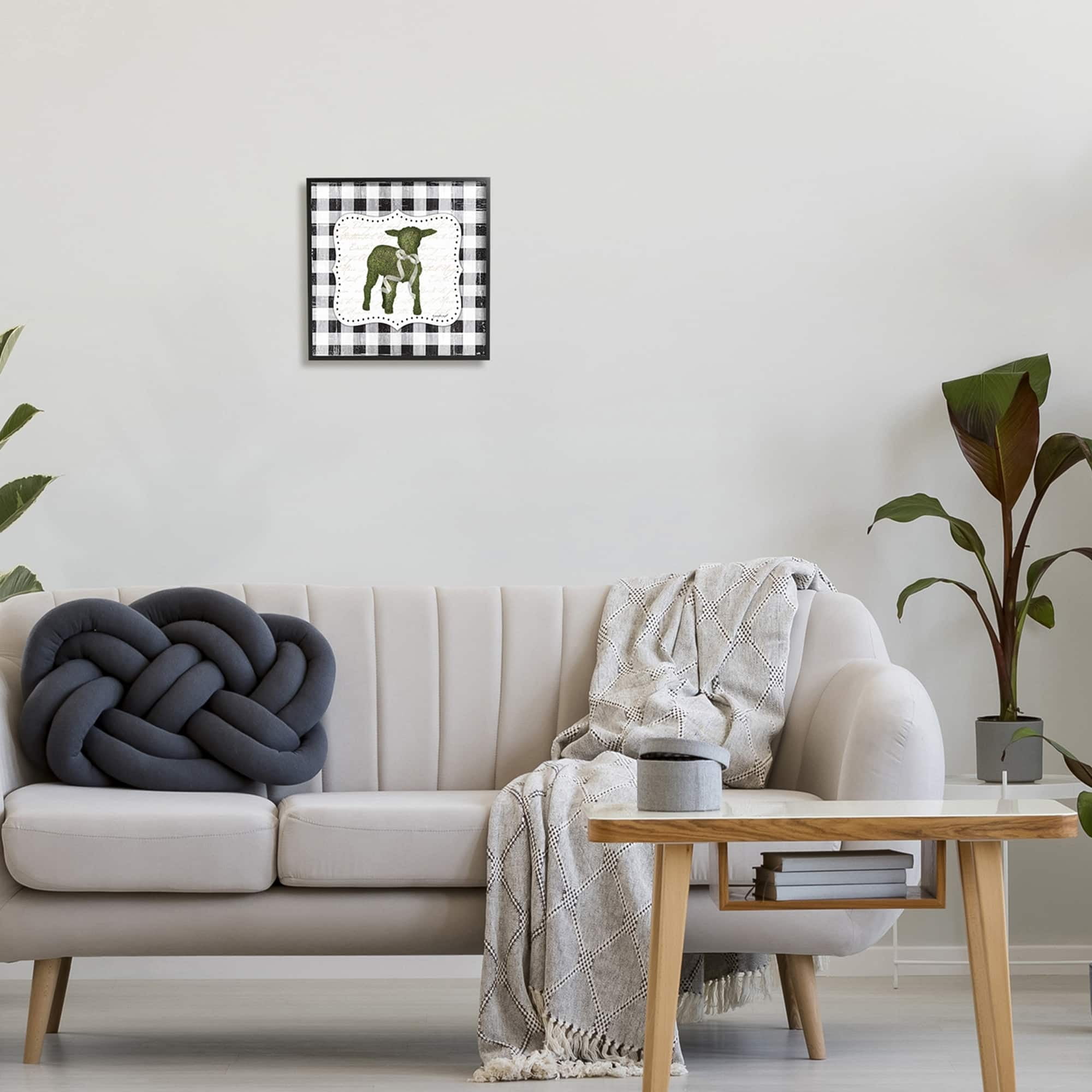 Seasonal Easter Baby Calf Spring Tartan Pattern Animals & Insects Graphic Art Framed Art Print Wall Art