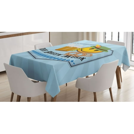 

Emoji Tablecloth Classic German Oktoberfest Feels Traditional Bier Brezn Musik Writing Rectangular Table Cover for Dining Room Kitchen Decor 60 X 84 Pale Blue Peacock Green by Ambesonne