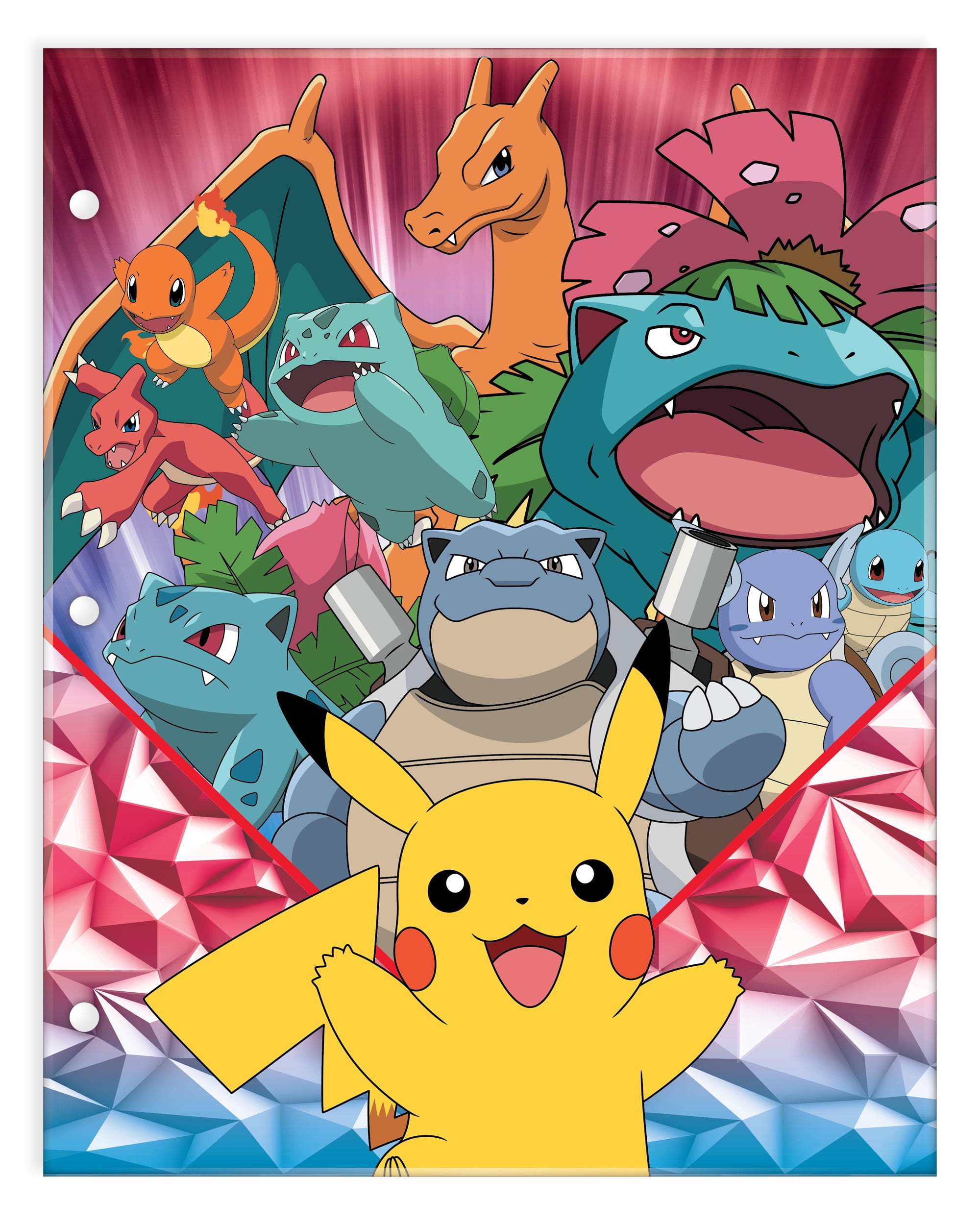 (2 pack) Pokémon 2-Pocket Paper Folder, 3-Hole Punch, 9.25" x 11.75", Multi-Color
