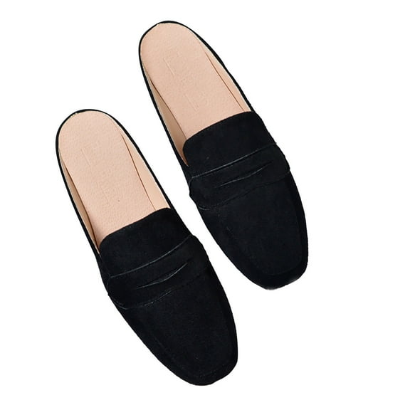 Mostsola Mules for Women Slip on Suede Penny Loafers Closed Toe Slides Shoes Backless Flats