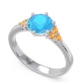 thumbnail image 2 of 2.15 Carat Round Cut Blue Topaz & Citrine Gemstone Beautiful Anniversary Ring for Ladies Solid 14K White Gold Size 10.5 by Diamond-Capitals, 2 of 7