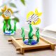thumbnail image 4 of Figuras de vidrio en miniatura pequeñas, pecera de vidrio soplado a mano, adornos artísticos de peces, hierba y agua, decoración de mesa para el hogar, regalo, 4 of 5