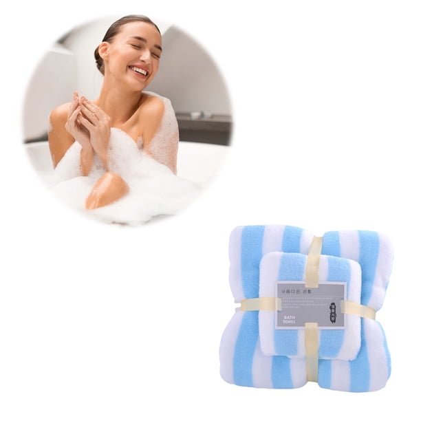 Juego de toallas de baño de terciopelo para adultos | Toallas de baño y faciales de 2 piezas, suaves y muy absorbentes | Poliéster de secado rápido | Verde, morado, azul, rosa y marrón