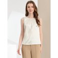thumbnail image 3 of INSPIRE CHIC Blusa Sin Mangas Plisada De Oficina De Trabajo Sin Mangas De Satén Para Mujer Blanco S, 3 of 6