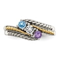 thumbnail image 5 of Finest GoldQMR13-3-8 Sterling Silver Two-Tone & 14K Three-Stone Mothers Ring Mounting - Size 8, 5 of 7