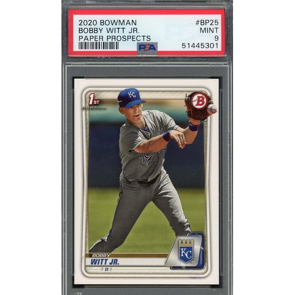 Bobby Witt Jr 2020 Bowman Paper Prospects Rookie Card #BP25 Graded PSA 9