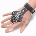 thumbnail image 3 of de de material cuero PU Negro Gótico Brazaletes Punk Regalos de Joyería de BLESIY Pulsera de motociclista con guante de mano, 3 of 7
