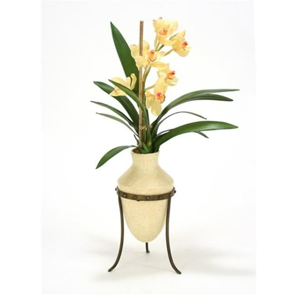 Distinctive Designs International 2377 Champagne Cymbidium Orchids in Etruscan Vase & Metal Stand