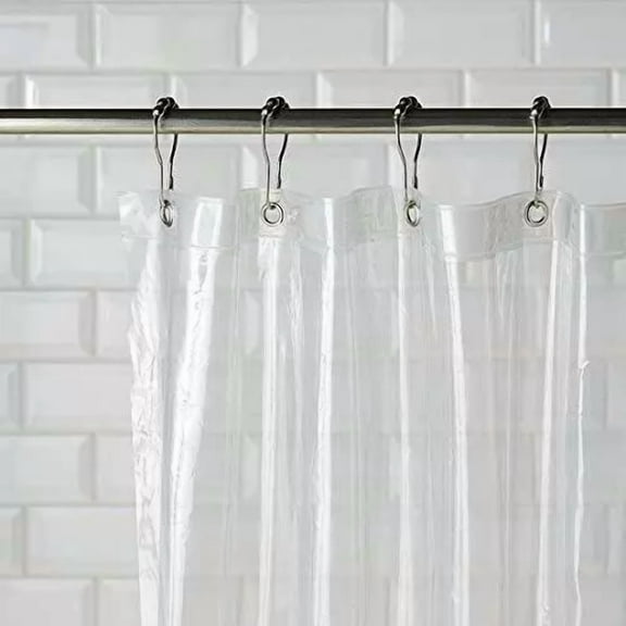 Clear Magnetized Shower Curtain Liner Mildew Resistant With Metal Grommets