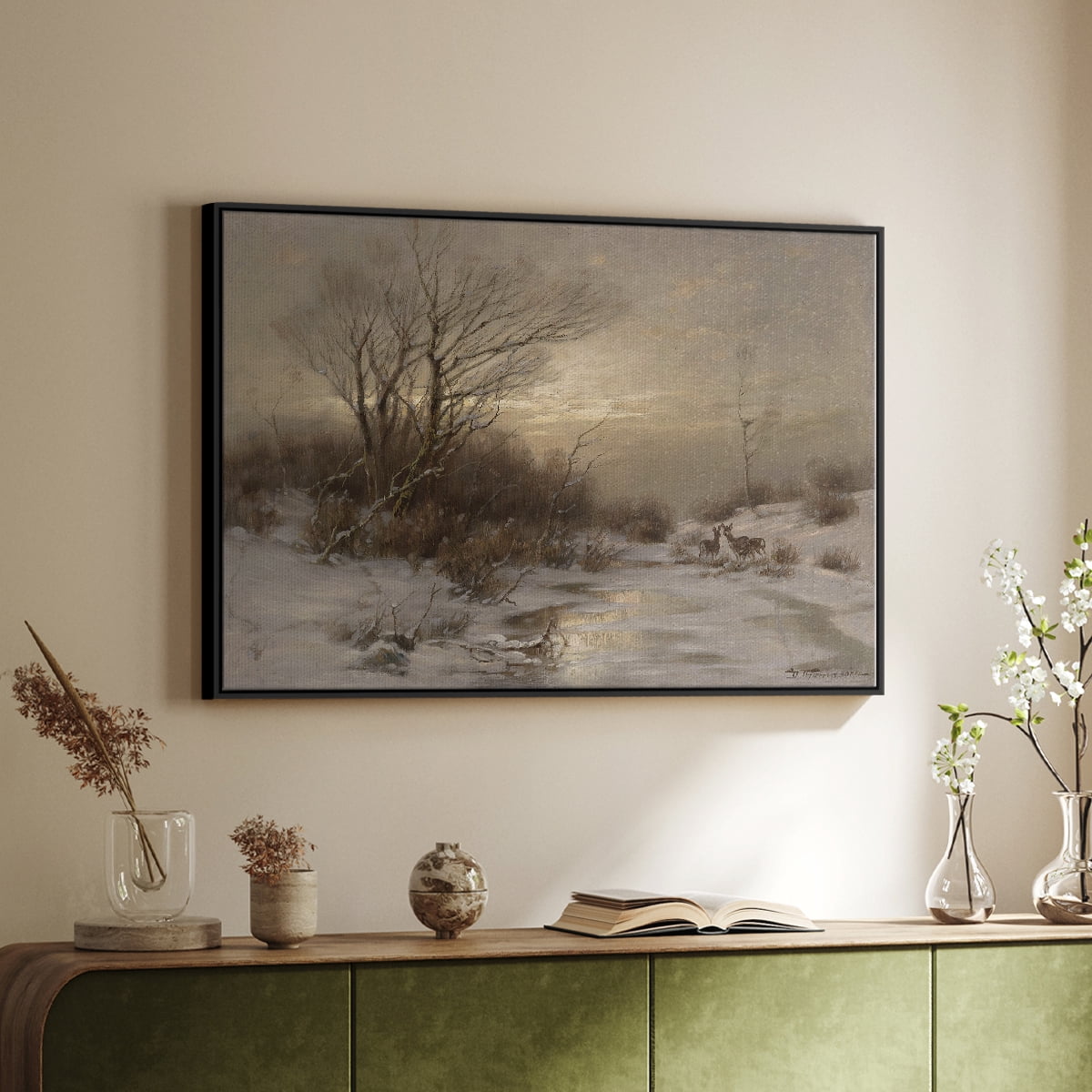 Vintage Landscape-CCLXXIV By Wexford Home Framed in Black Wood Gallery Wrapped Canvas 17 in. x 25 in.