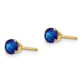 thumbnail image 2 of 14K Yellow Gold Earring Birthstone (09) September Women'S Sapphire Round Blue 4 mm, 2 of 3