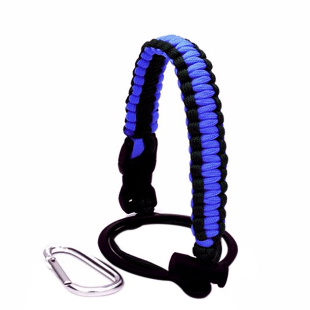Naiovety Portabotellas de agua Correa Cuerda Senderismo al aire libre Camping Botella de agua Frasco Anillo de seguridad Mosquetón Paracord Mango Correa Kits de desorden para acampar zafiro Naiovety OD1987-11B