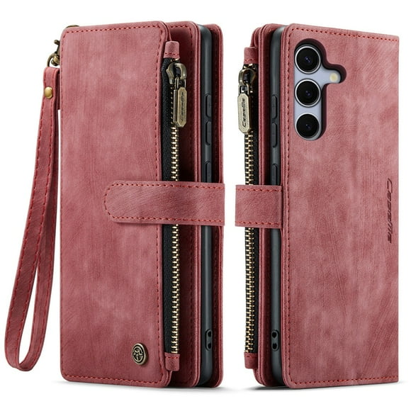 CaseMe Case for Samsung Galaxy S25+ Wallet Case for Women Men, Fashion Durable PU Leather Magnetic Flip Lanyard Strap Wristlet Zipper Card Holder Wallet Phone Case for Samsung Galaxy S25+ 6.7-inch