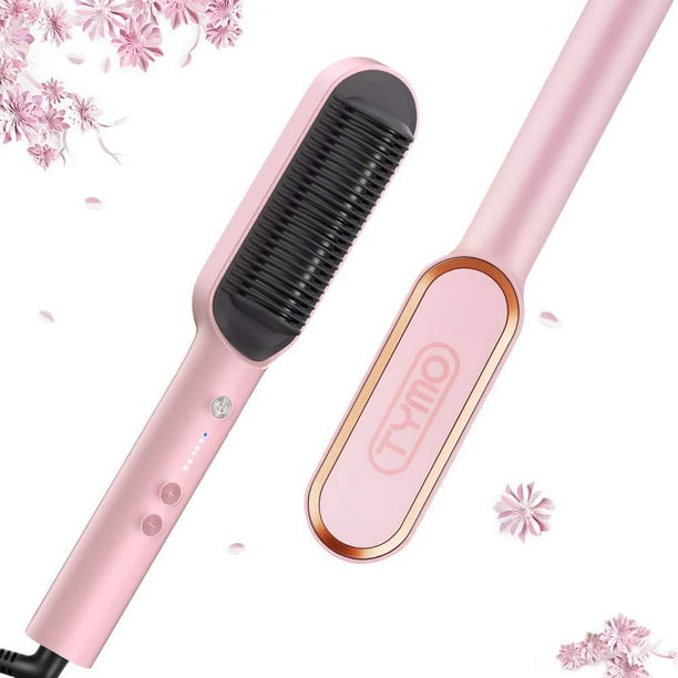 TYMO Ring Pink Hair Straightener Brush – Hair Straightening Iron with  Built-in Comb, 20s Fast Heating & 5 Temp Settings & Anti-Scald, Perfect for  Professional Salon at Home 
