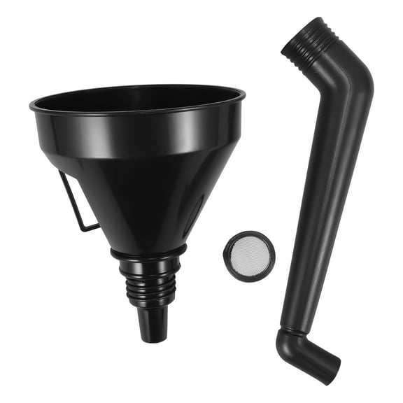 LEORX Wide Mouth Plastic Oil Change Funnel with Universal Extension Hose for Easy Automotive Pouring