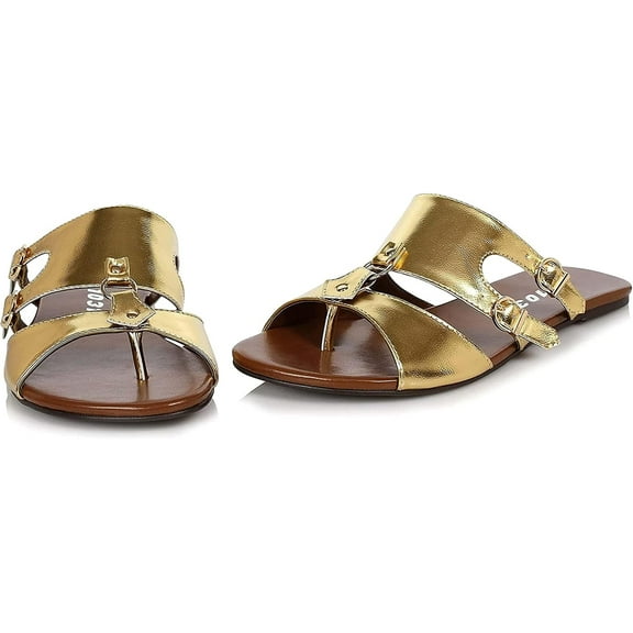 Ellie Shoes Gold Flat Gladiator Male Costume Sandal | Medium 10-11 Male