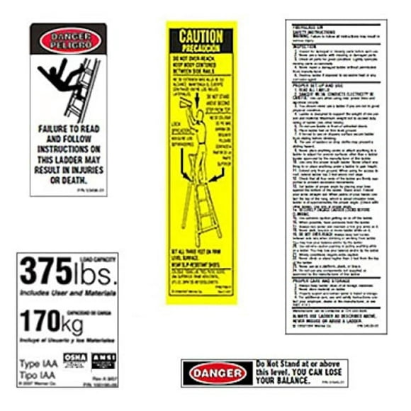 Werner 375 LB Fiberglass Step Ladder Label Kits (Pack of 6)