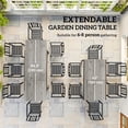 thumbnail image 3 of CoSoTower 63"-94.5" Extendable Patio Dining Table for 6-8 Person, Outdoor Dining Table with Aluminium Edging, Steel Frame, Grey, 3 of 7