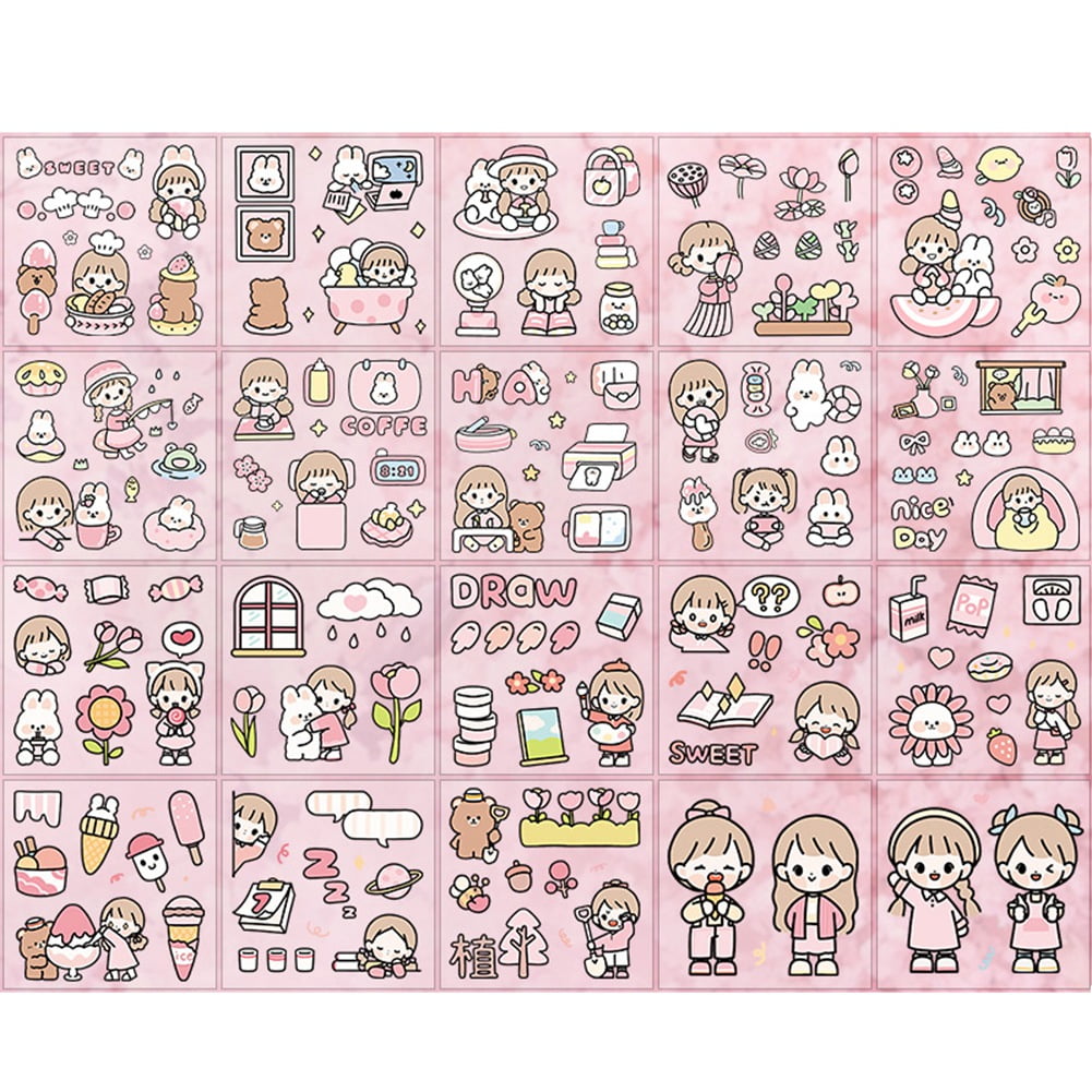  Kawaii Cute Girl Stickers Sheet Set for Journaling