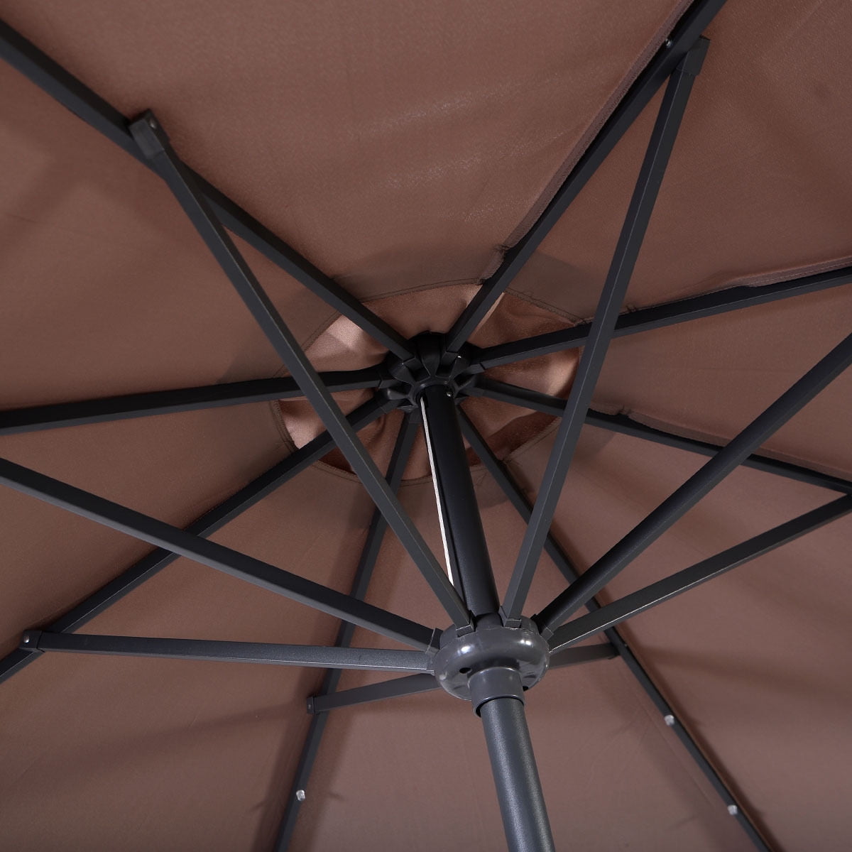 Costway 10ft Patio Solar Umbrella LED Patio Market Steel Tilt w/ Crank Outdoor (Tan)