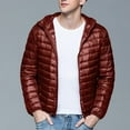thumbnail image 5 of Men Puffer Jacket Fall Winter Warm Zip Up Puffer Jacket Solid Color Padded Down Jacket Casual Thicken Relaxed Fit Mens Jackets Red XXXL, 5 of 8