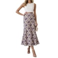 thumbnail image 3 of Long Skirts for Women Comfort Waist Floral A Line Skirts Summer Lightweight Wedding Guest Party Causal Skirts, L, 3 of 8