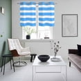 thumbnail image 5 of 2 Panels Kitchen Tier Curtains 39 Inch Length, Blue Striped Grommets Window Treatment Curtain, Modern Simple Monochrome Geometric White Thermal Curtains Drapes for Living Room/Bathroom, 5 of 9