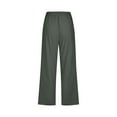 thumbnail image 4 of Capri Pants for Women Spring Summer Cotton Linen Straight Wide Leg Loose Drawstring Elastic Waist Cropped Trouser Army Green 3XL, 4 of 7
