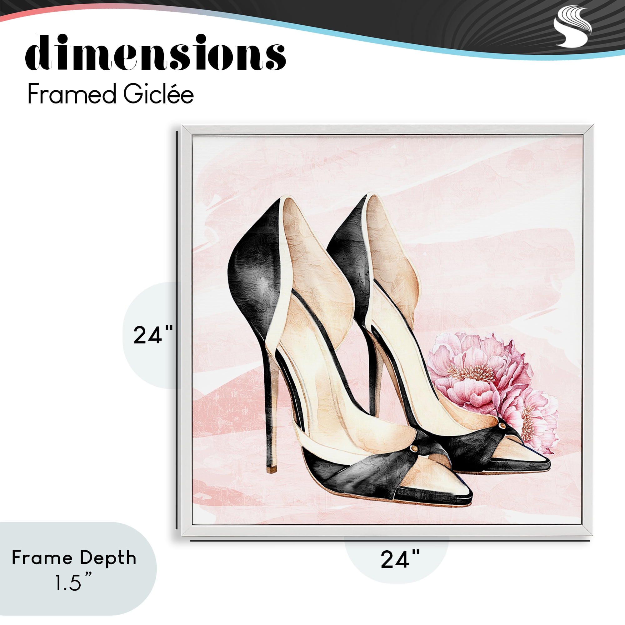 Stupell Industries Blush Glam Time Shoes White Framed Giclee Art, design by Kim Allen