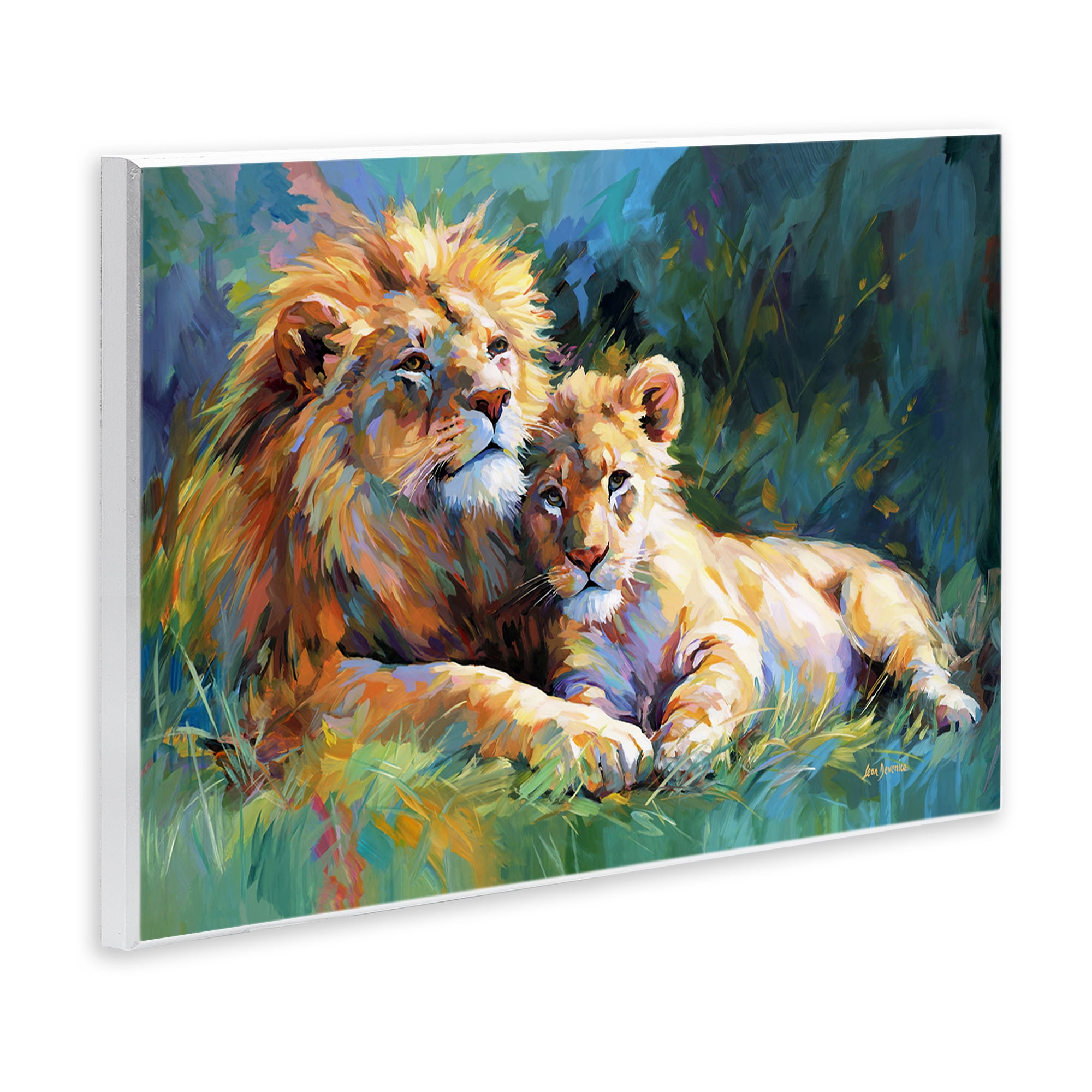 Stupell Industries Lion's Embrace Portrait Animals & Insects Painting Unframed Art Print Wall Art, 19 x 13
