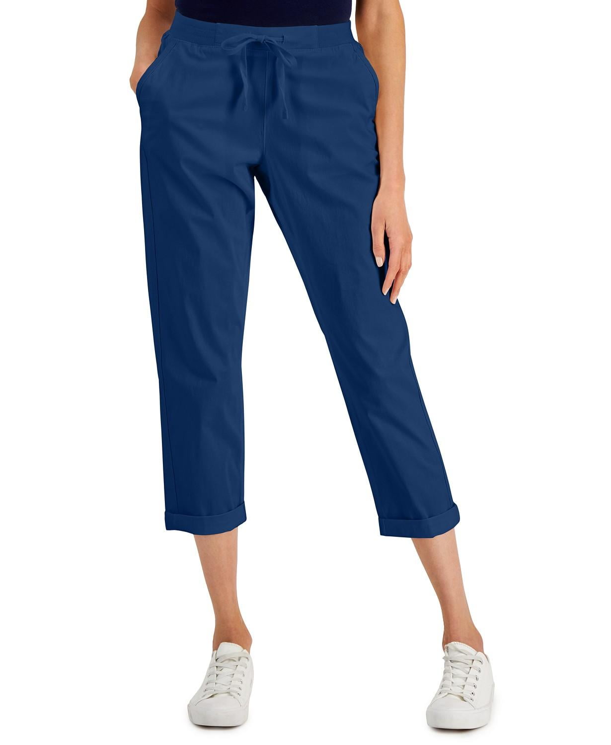 Style & Co Womens Womens Pull On Cuffed Pants, Blue, Size Large
