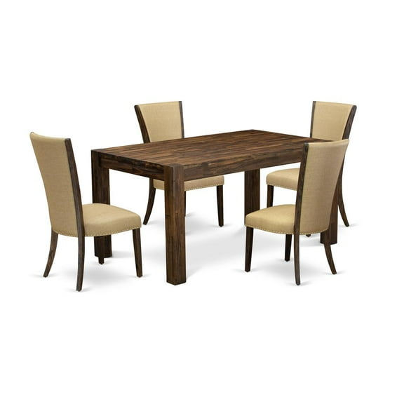 East West Furniture Celina 5-piece Wood Dining Set in Jacobean/Brown