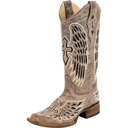 

Corral Women s Wing & Cross Sequence Square Toe Boot - Brown/Black