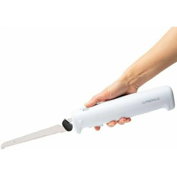Professional Cordless Easy-Slice Electric Knife, Serrated Stainless-Steel Blades, Safety-Lock, Carves Meats/Turkey/Breads/Fruit, White. Home Decor, Etc.