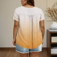 thumbnail image 4 of HomeDM Womens Plus Size Tops Summer Short Sleeve T-Shirts Button Down Crew Neck Dressy Casual Pleated Pullover L-5XL, 4 of 6