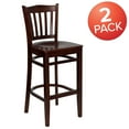 thumbnail image 3 of Flash Furniture 2 Pk. HERCULES Series Vertical Slat Back Mahogany Wood Restaurant Barstool, 3 of 8