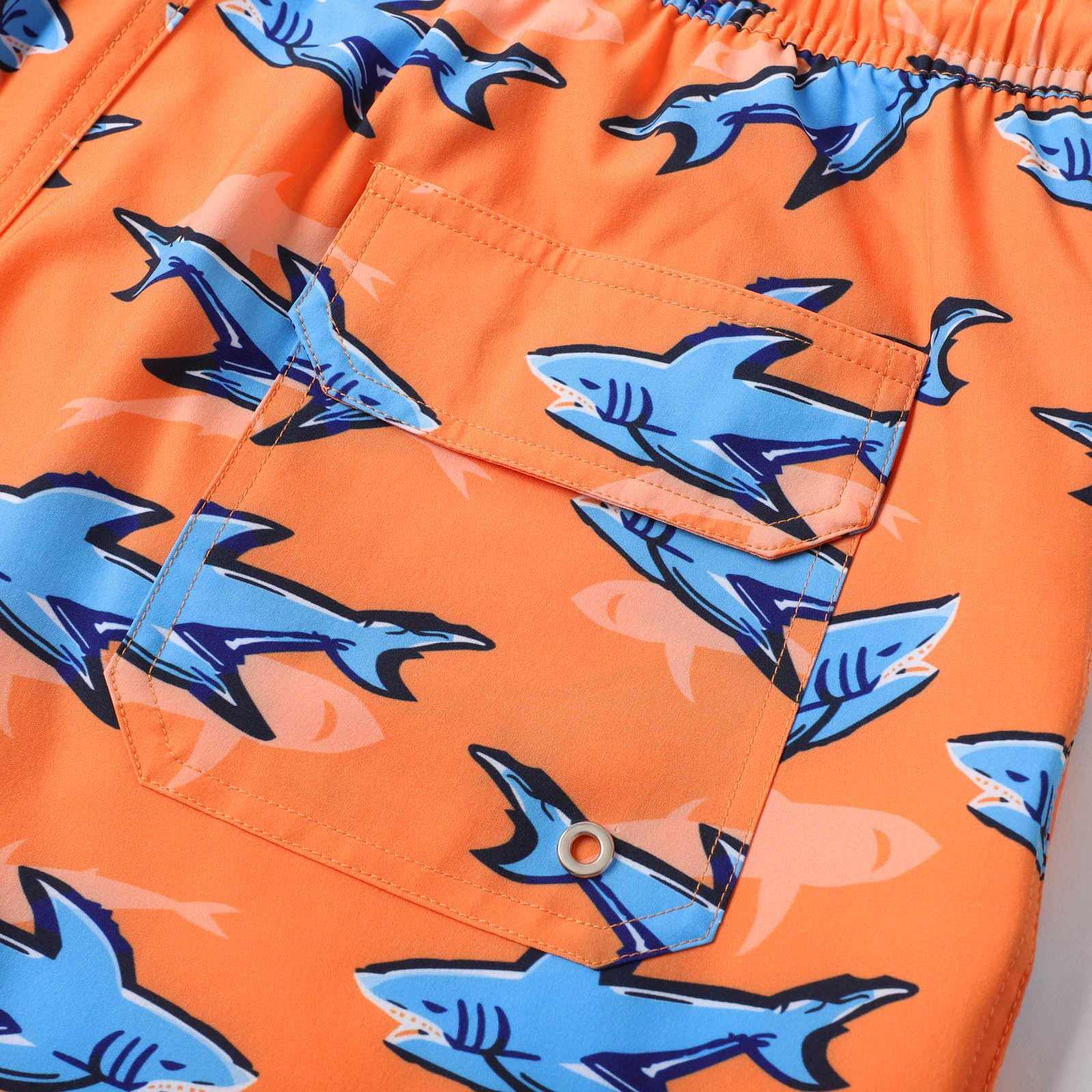Tisuna Mens Swim Shorts Shark Print Drawstring Elastic Waist Straight Leg Swim Trunks Soft Comfort Fit Men Summer Pool Surfing Shorts Orange Size M