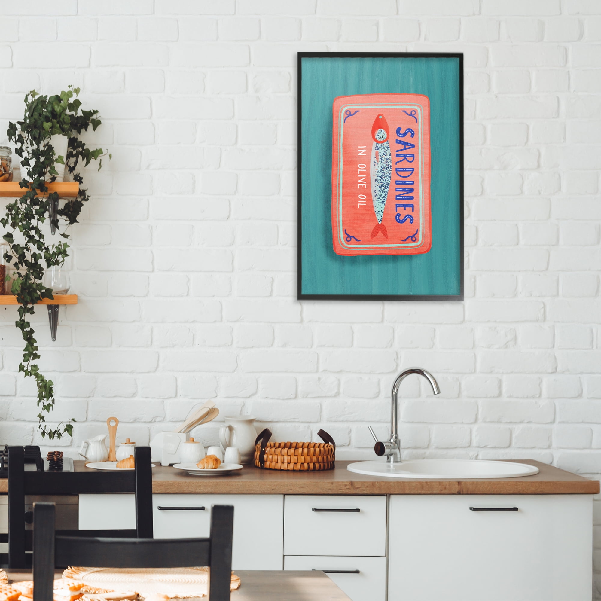 Stupell Industries Sardines Olive Oil Seafood Black Framed Giclee Art, design by Metka Hiti