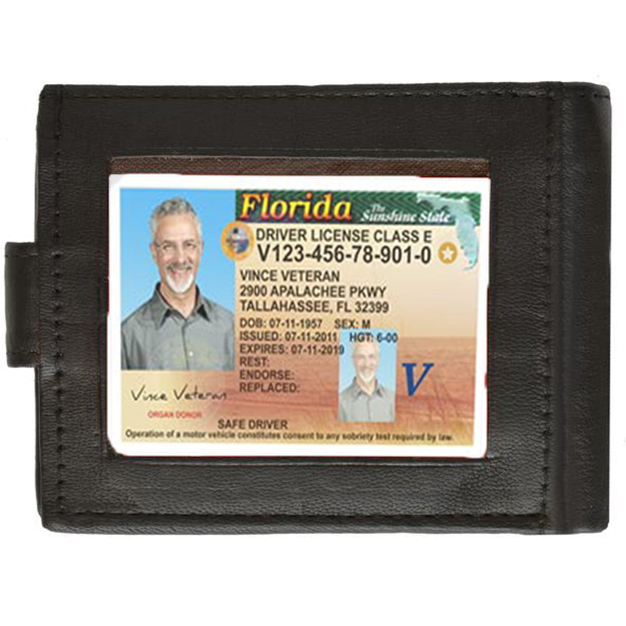 ID card picture Holder Leather Credit Card 24-50 Card Case ID windows BNWT 