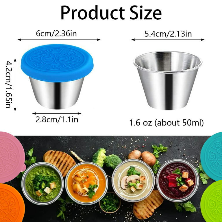 Leakproof Dips Containers Compatible with Most Bento Lunch Box, 2x 4 oz  Salad Dressing Container To Go,Small Silicone Snack Condiment Container  with Lids for kids,Container for School Lunch Picnic Travel