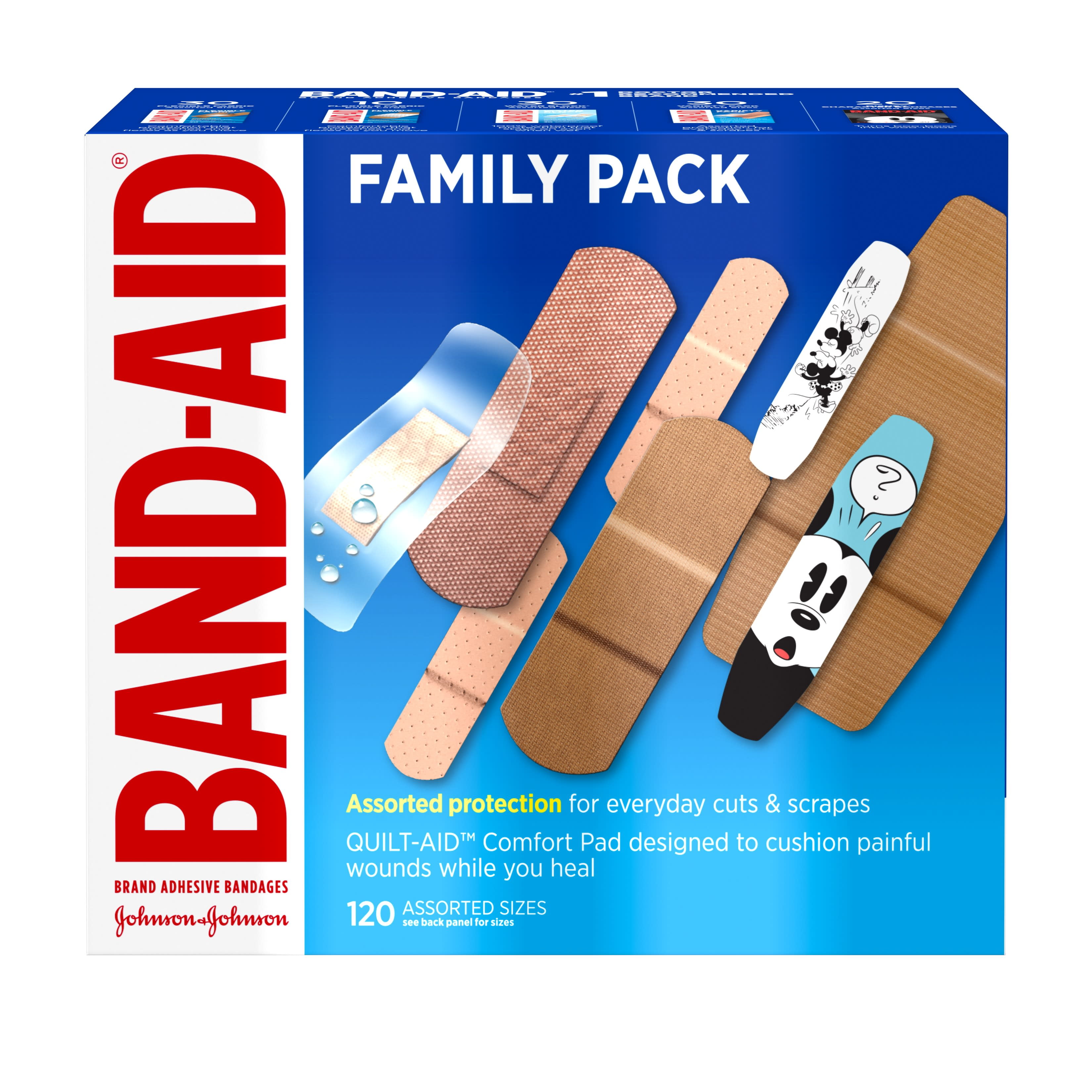 Band Aid Adhesive Bandage Family Variety Pack, Assorted Sizes, 30 Ct