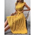 thumbnail image 5 of Women Summer Casual Midi Maxi Dresses Short Sleeve Yellow S, 5 of 7