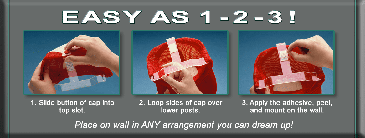 Baseball Cap Display; Wall Mounted Hat Rack; Baseball Cap Storage & Organization; Great for Cap Collectors 6